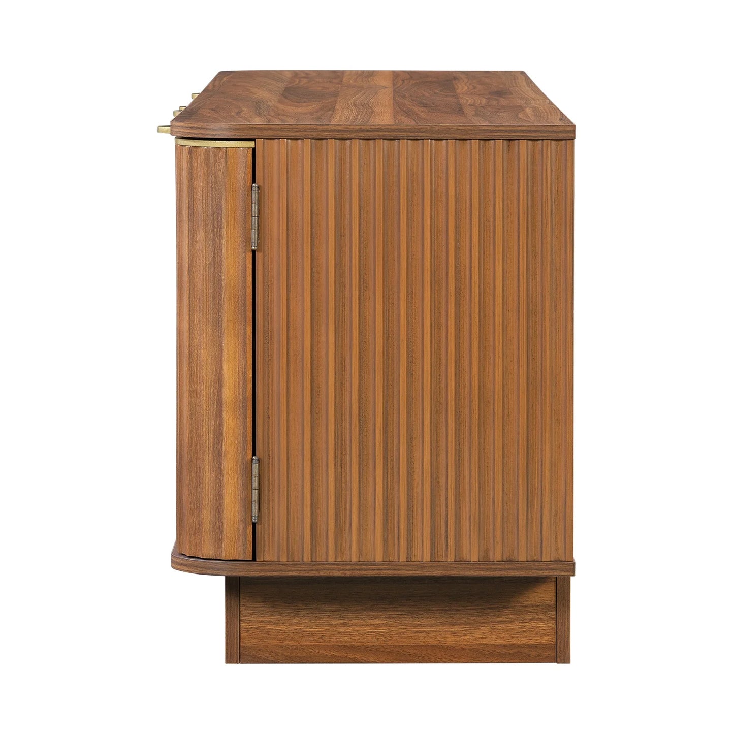 Luxury Brown Fluted Wood TV Stand Modern Italian Style for Villa