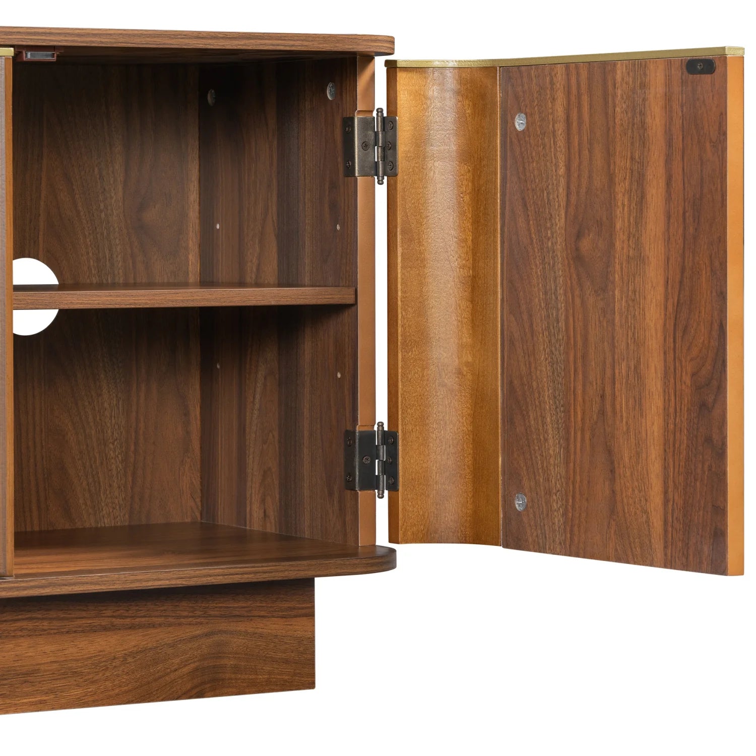 Luxury Brown Fluted Wood TV Stand Modern Italian Style for Villa