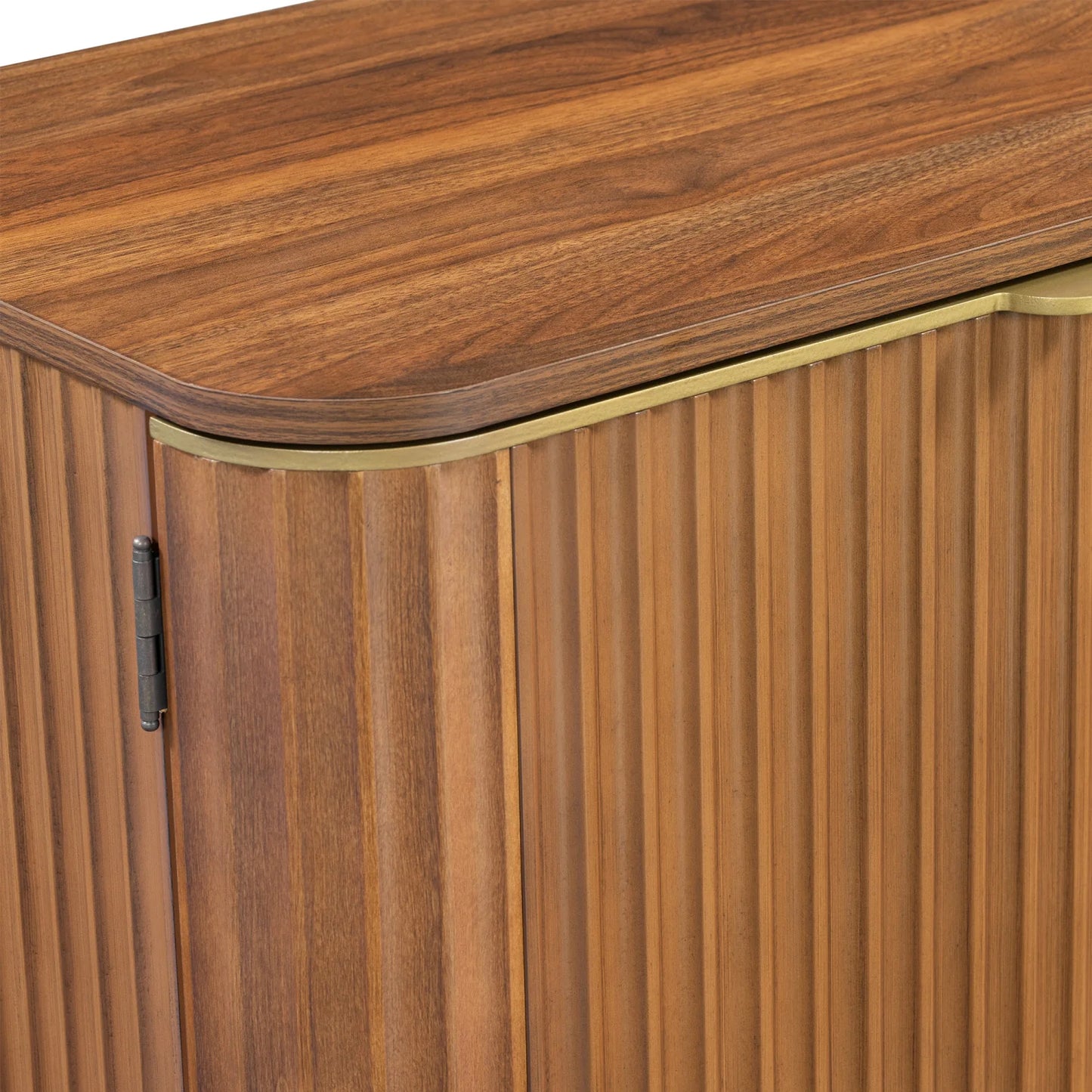 Luxury Brown Fluted Wood TV Stand Modern Italian Style for Villa