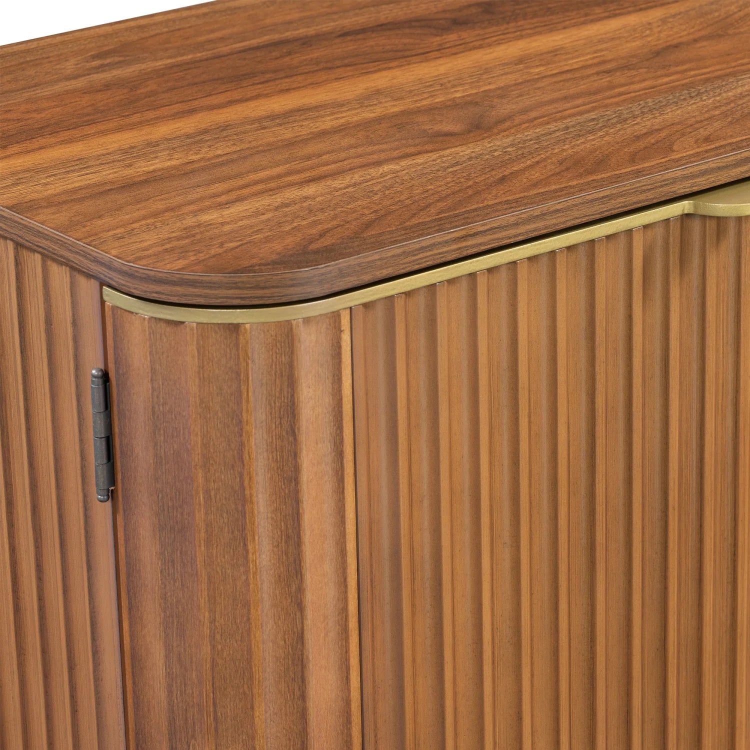 Luxury Brown Fluted Wood TV Stand Modern Italian Style for Villa