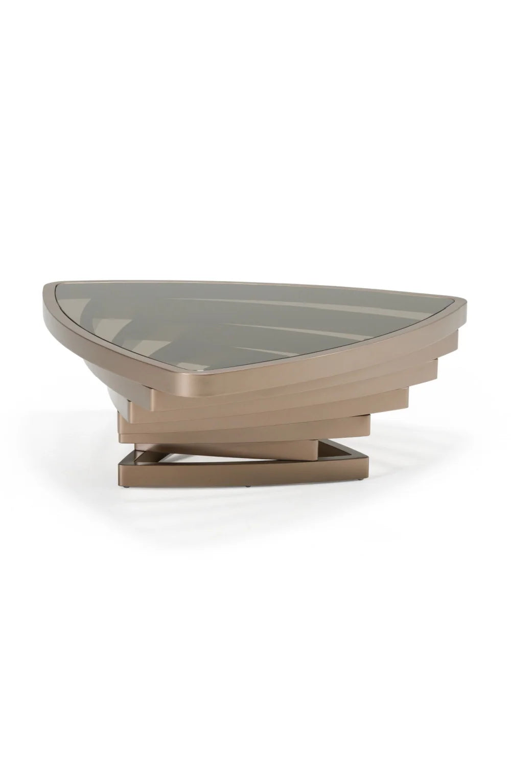 Luxury Brown Glass Triangular Coffee Table Modern Italian Style for Villa
