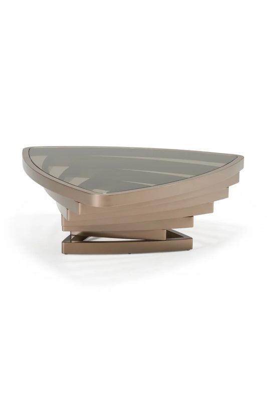 Luxury Brown Glass Triangular Coffee Table Modern Italian Style for Villa