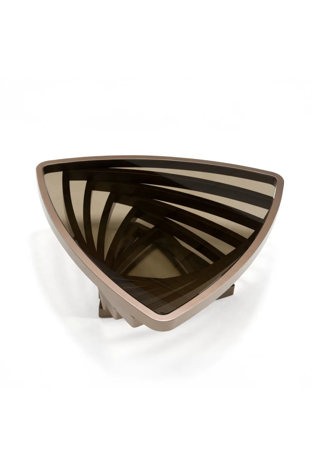 Luxury Brown Glass Triangular Coffee Table Modern Italian Style for Villa