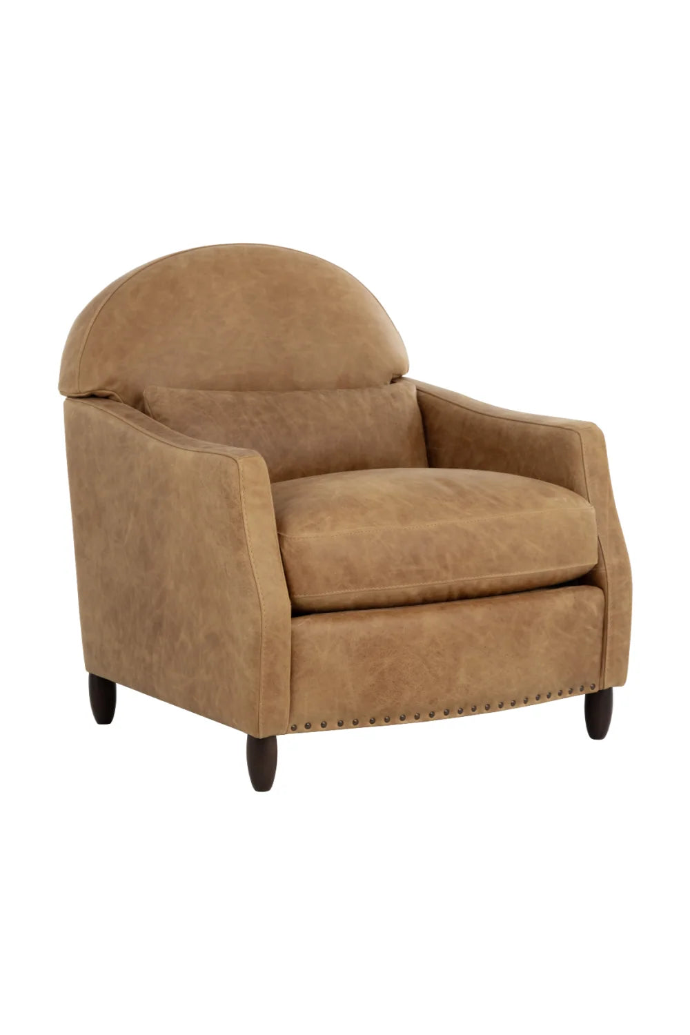 Luxury Brown Italian Leather Lounge Chair Modern Italian Style for Villa