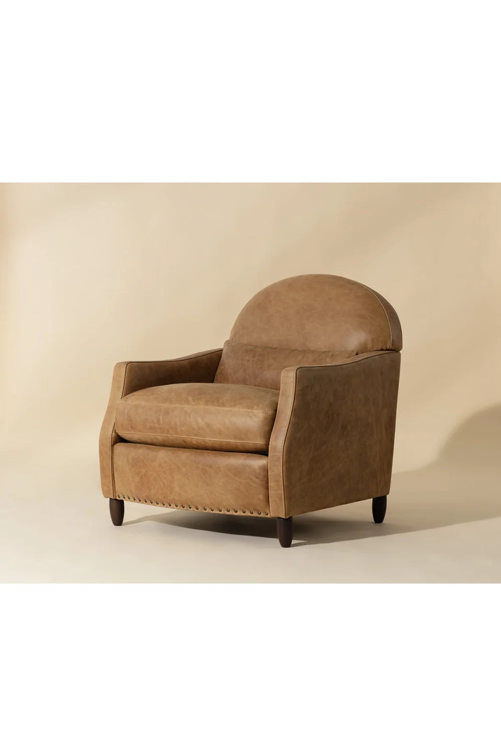 Luxury Brown Italian Leather Lounge Chair Modern Italian Style for Villa