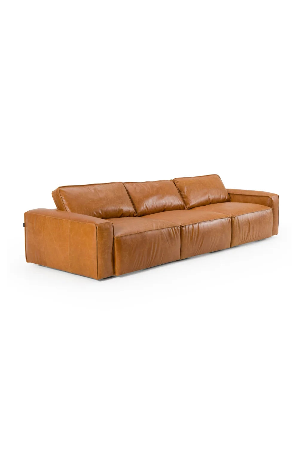 Luxury Brown Leather 3-Piece Sofa Modern Italian Style for Villa