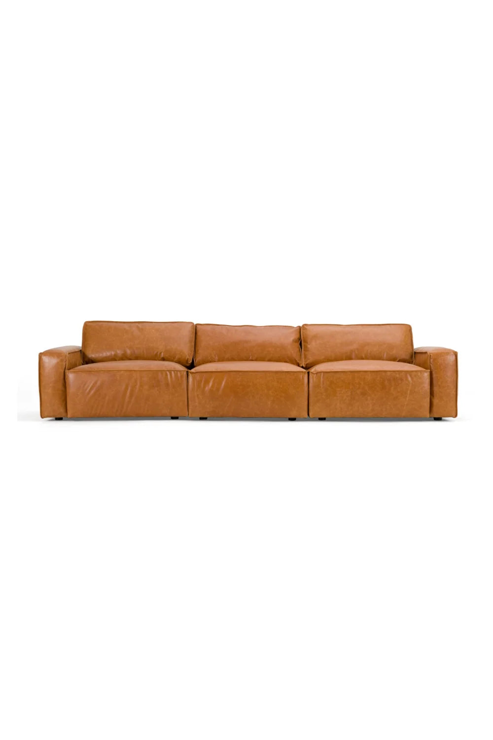 Luxury Brown Leather 3-Piece Sofa Modern Italian Style for Villa