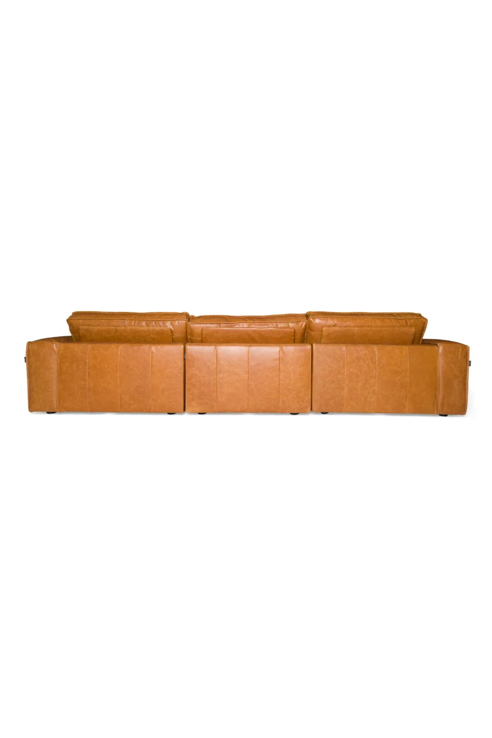 Luxury Brown Leather 3-Piece Sofa Modern Italian Style for Villa