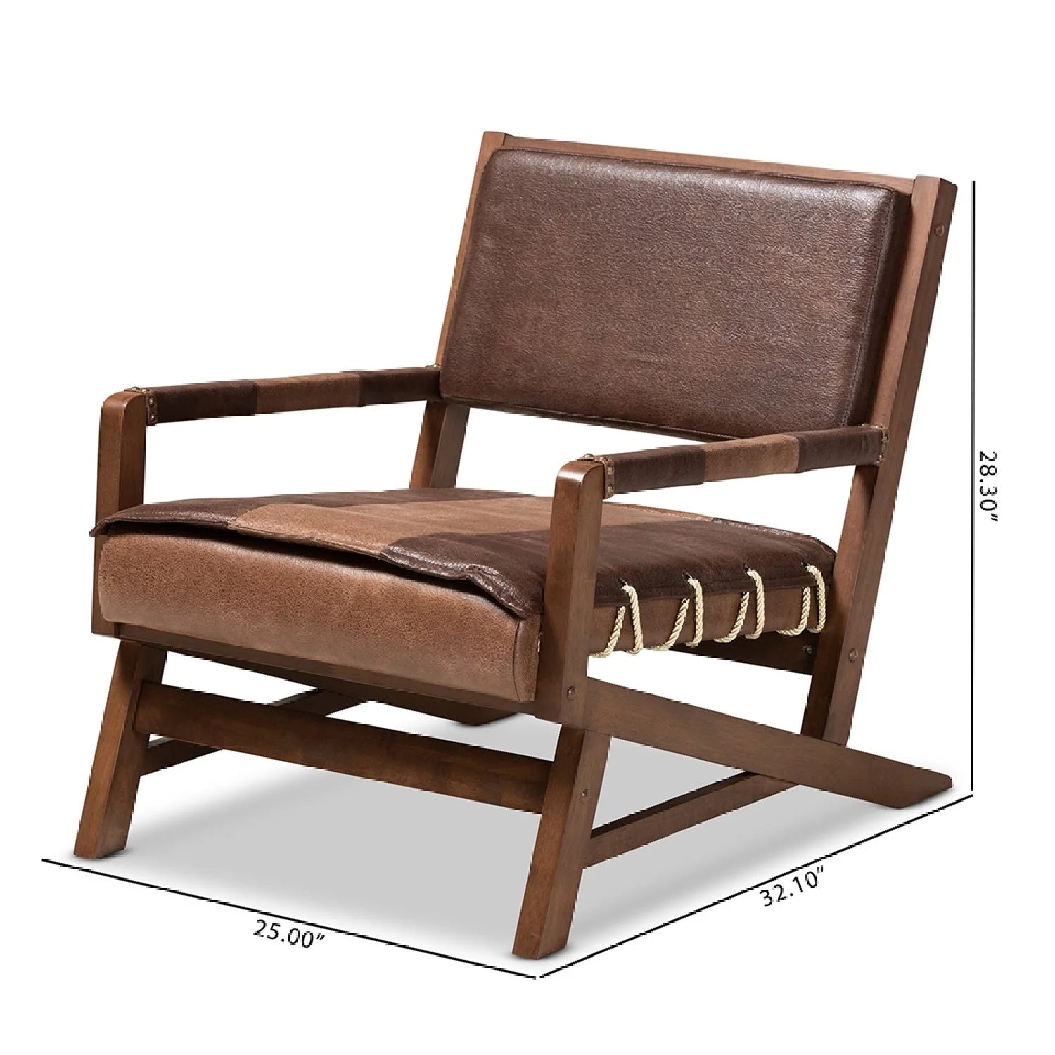 Luxury Brown Leather Accent Chair European Style for Villa