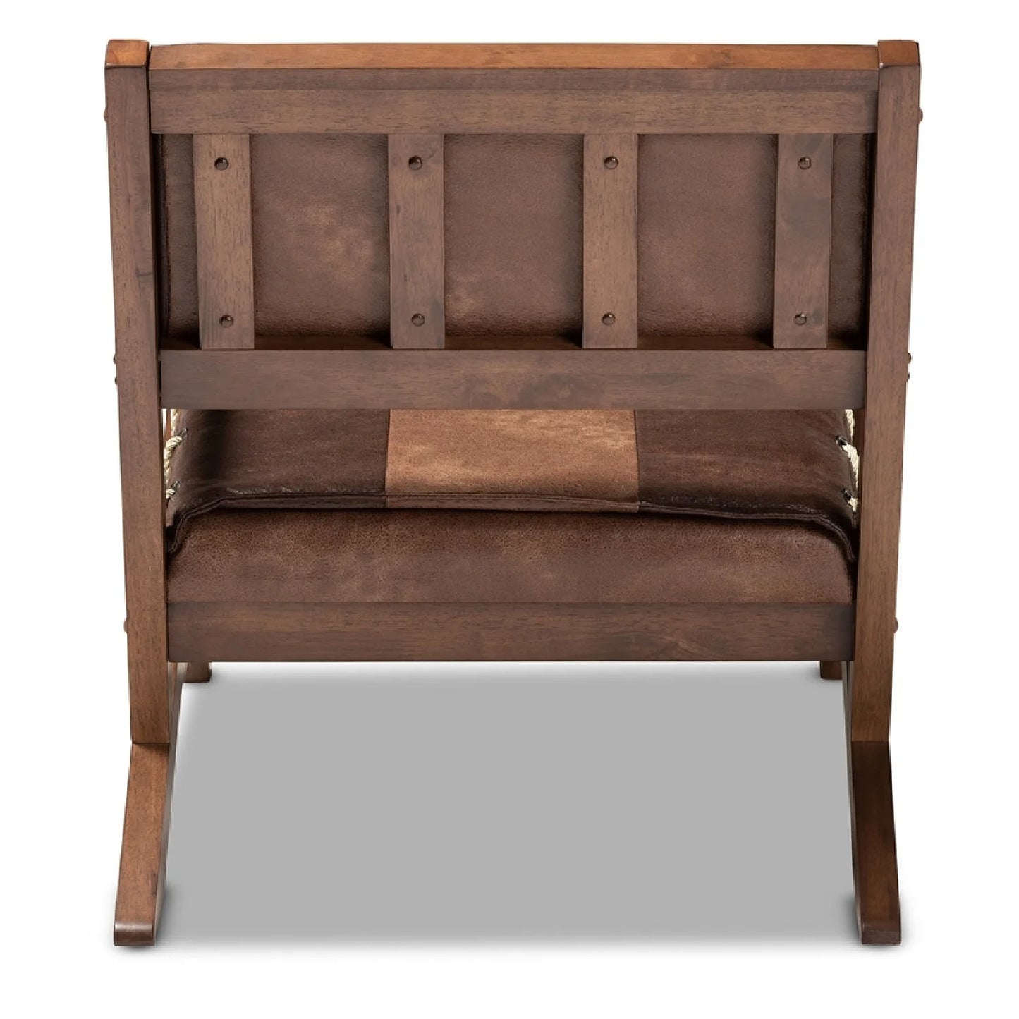 Luxury Brown Leather Accent Chair European Style for Villa
