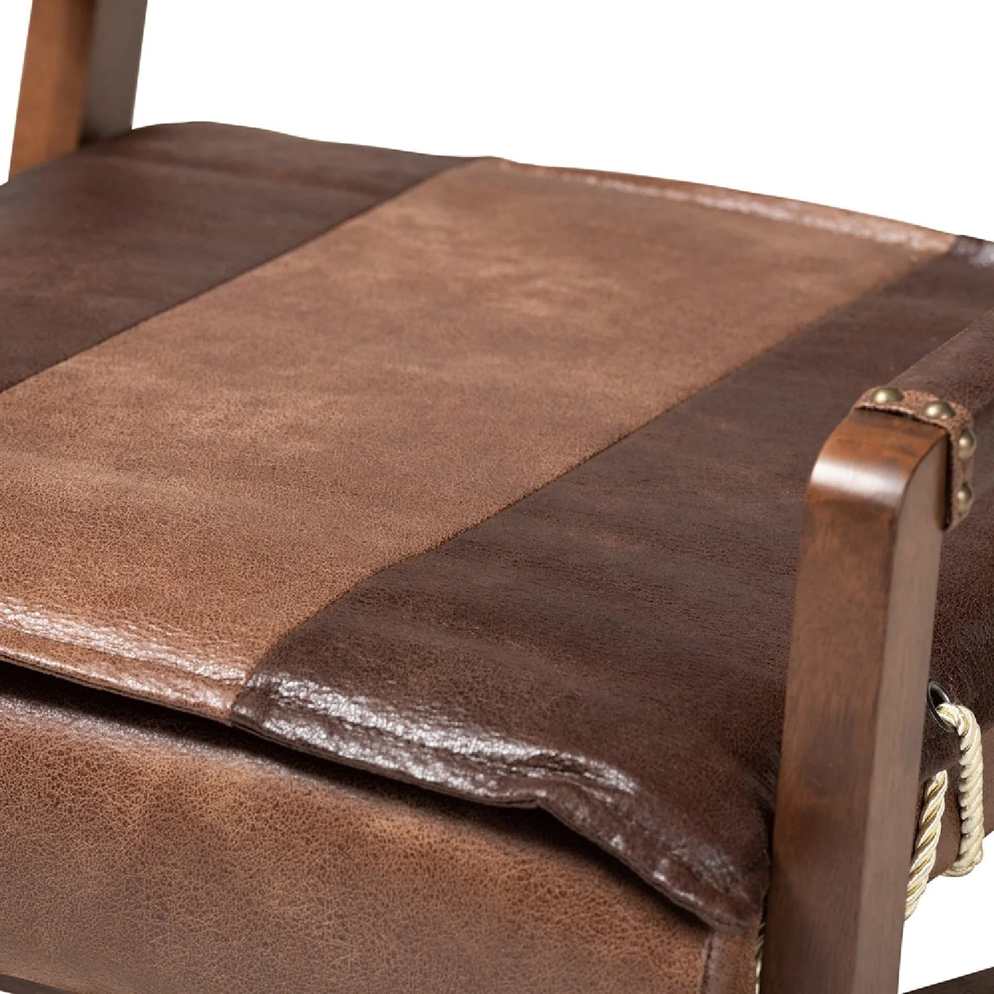 Luxury Brown Leather Accent Chair European Style for Villa