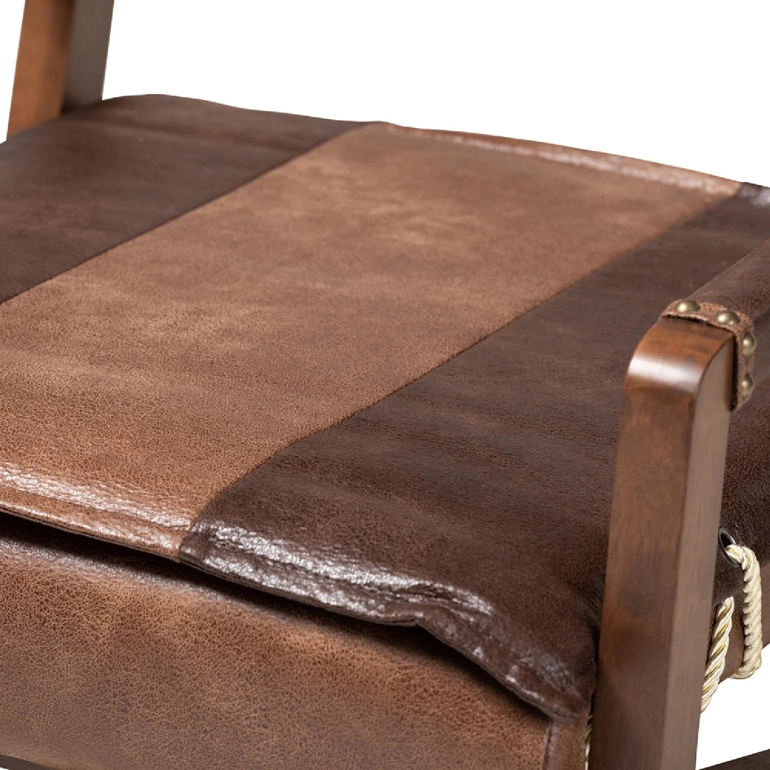 Luxury Brown Leather Accent Chair European Style for Villa