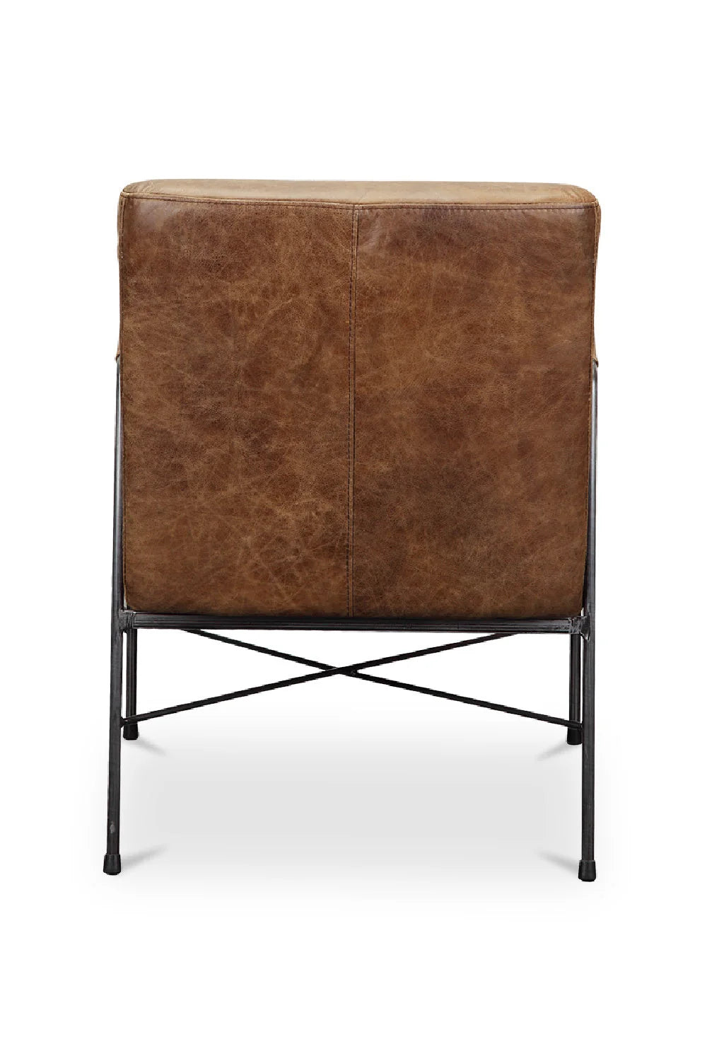 Luxury Brown Leather Accent Chair Modern European Style for Villa