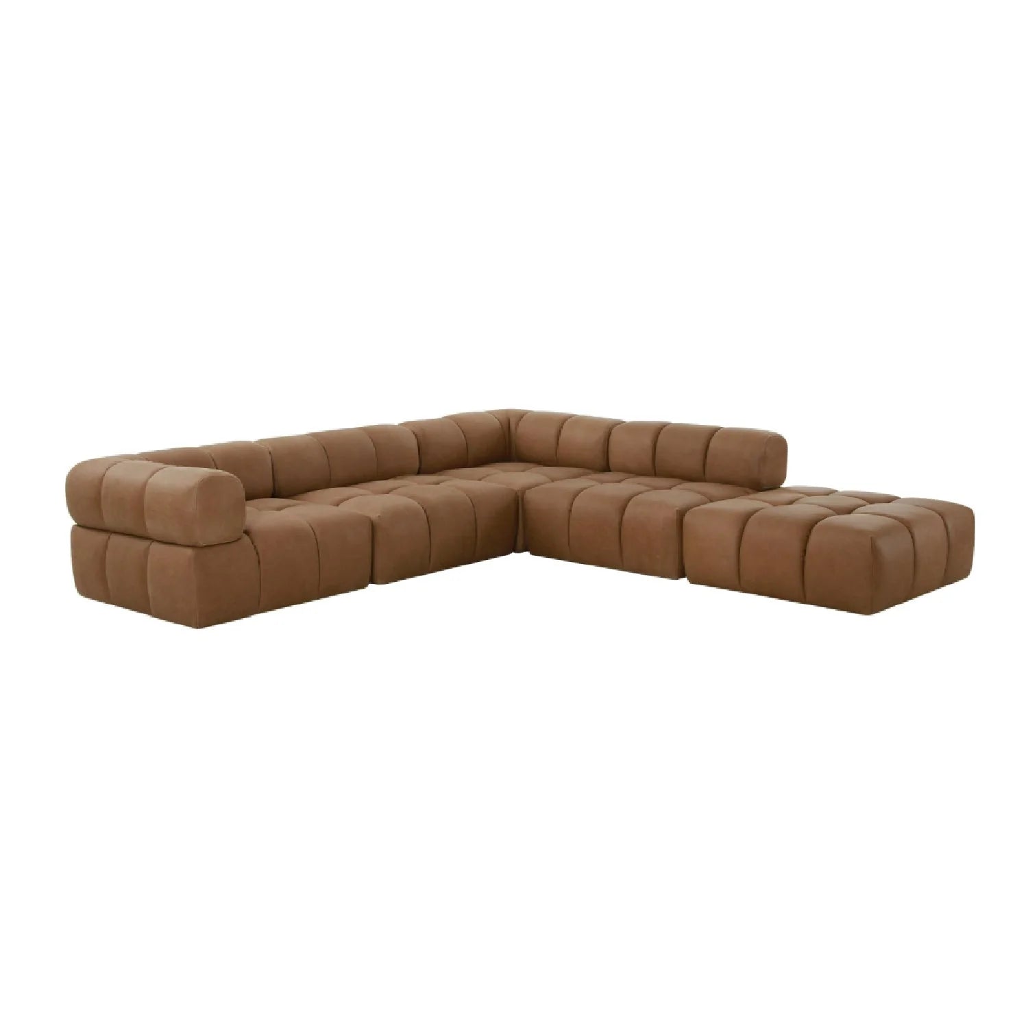 Luxury Brown Leather Armless Chair Modern Italian Style for Villa
