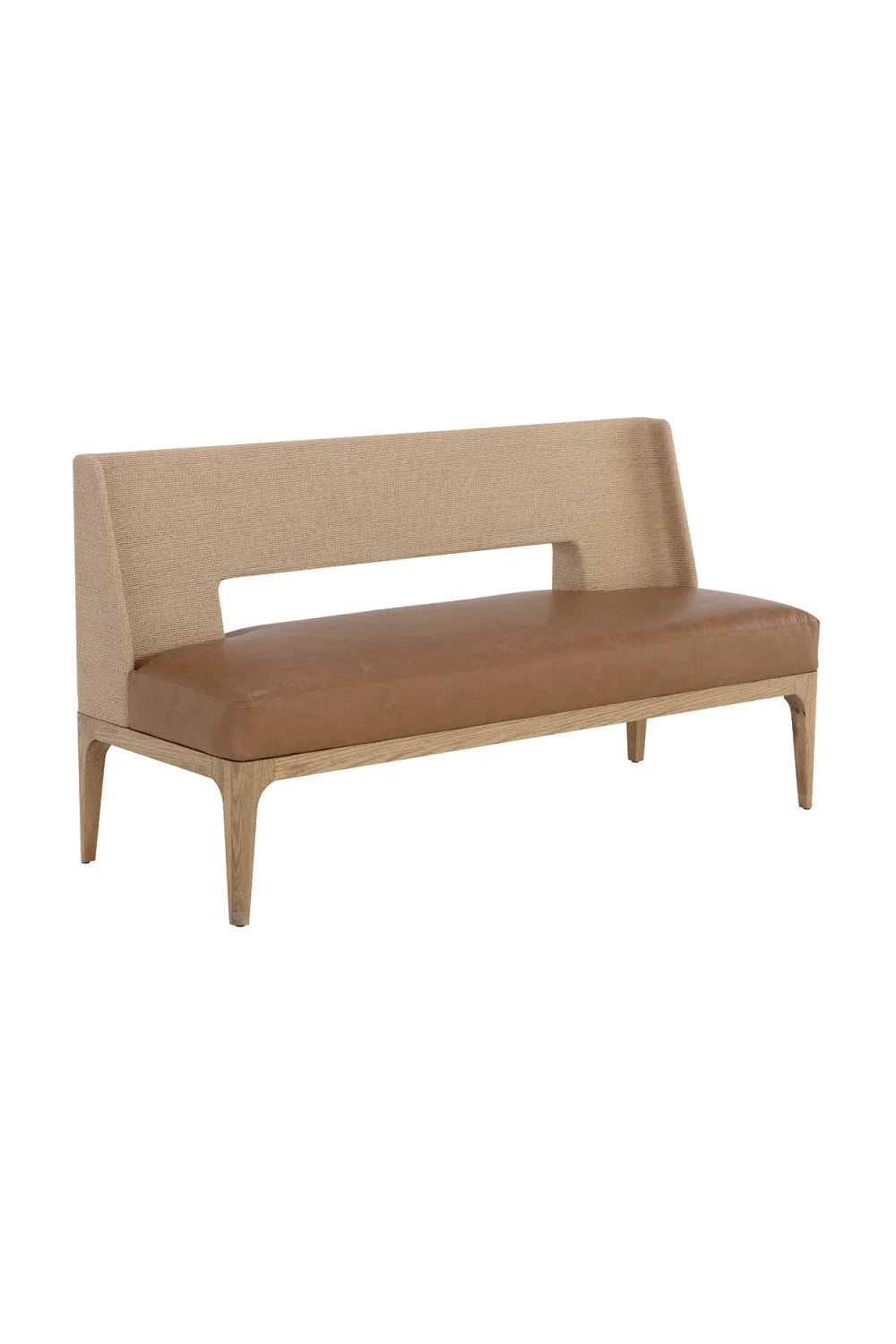 Luxury Brown Leather Banquette Bench European Style for Villa