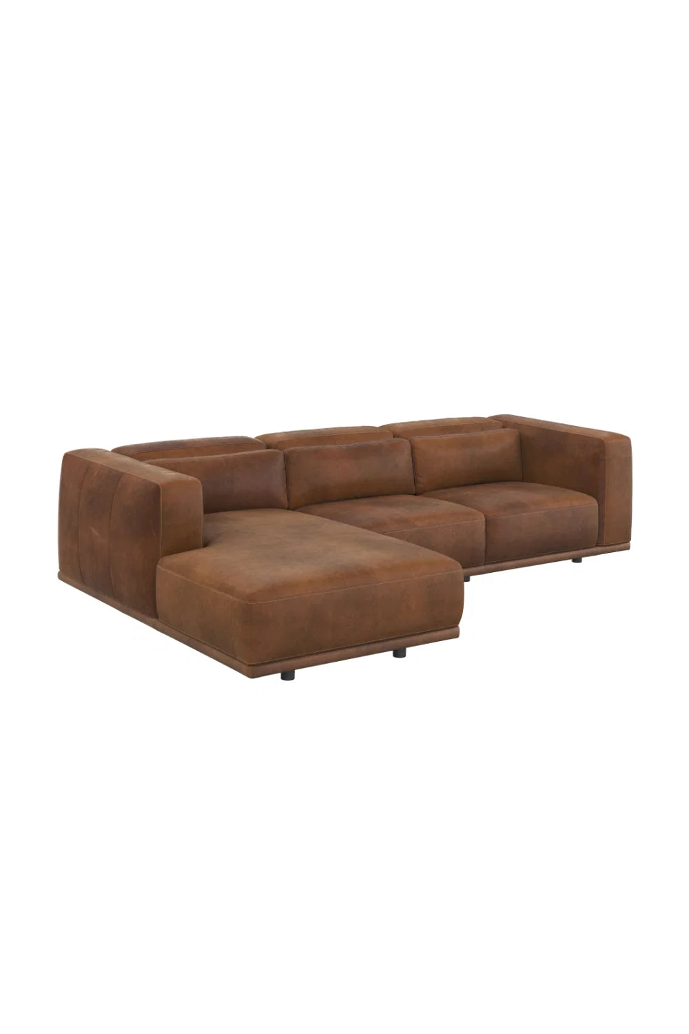 Luxury Brown Leather Chaise Sofa Modern Italian Style for Villa
