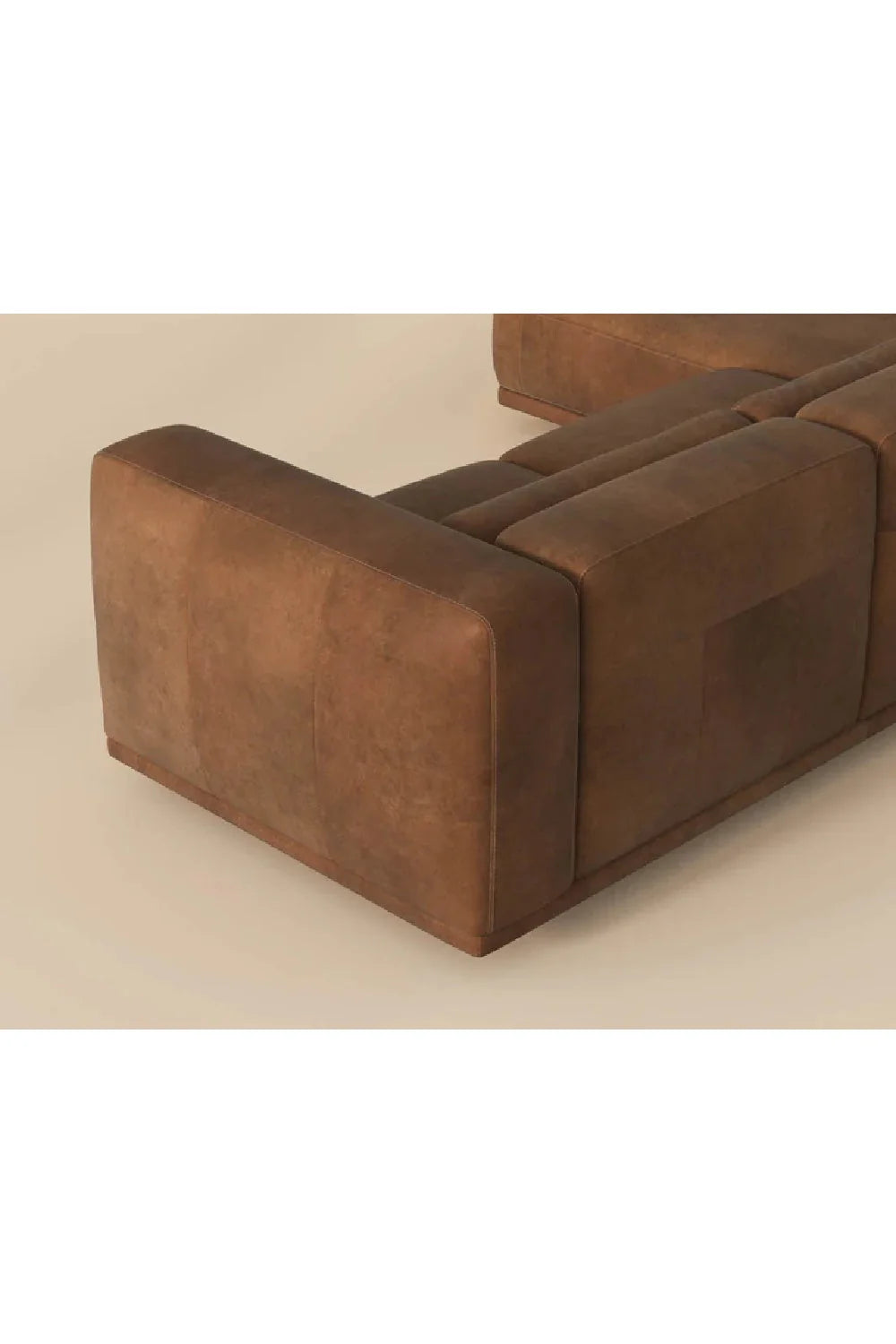 Luxury Brown Leather Chaise Sofa Modern Italian Style for Villa