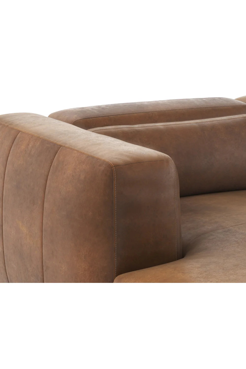 Luxury Brown Leather Chaise Sofa Modern Italian Style for Villa