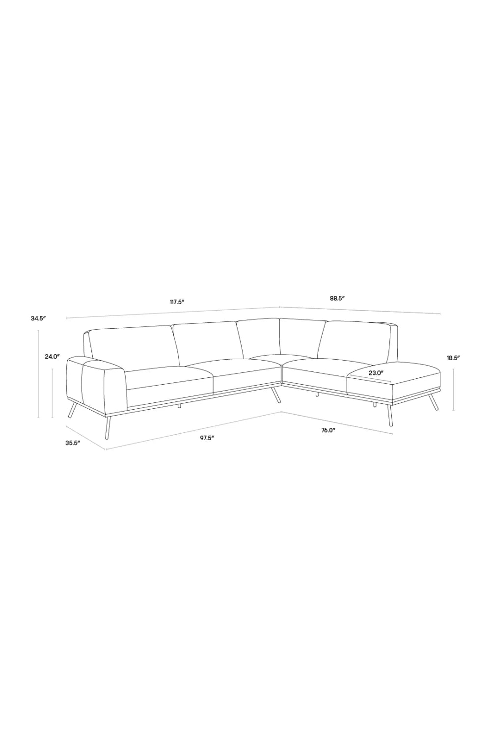 Luxury Brown Leather Chaise Sofa Modern Italian Style for Villa