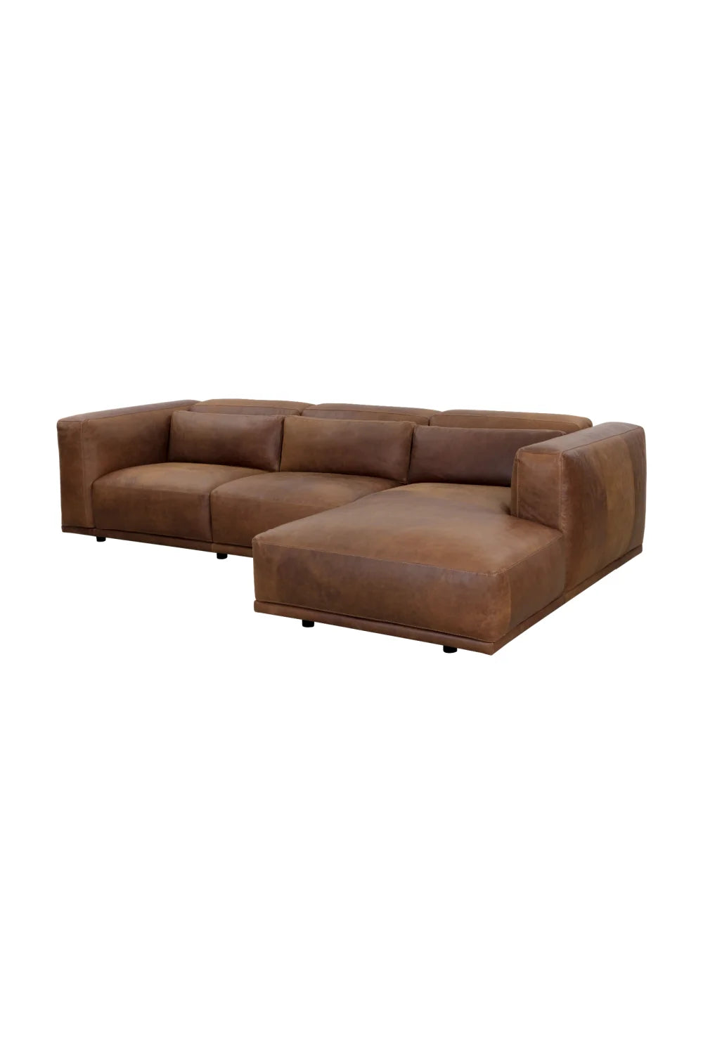 Luxury Brown Leather Chaise Sofa Modern Italian Style for Villa