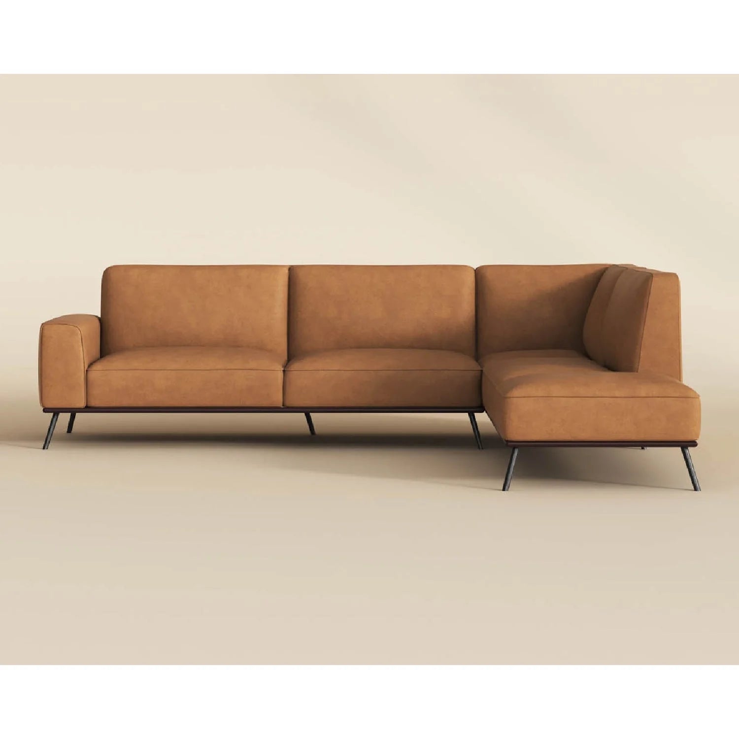 Luxury Brown Leather Chaise Sofa Modern Italian Style for Villa