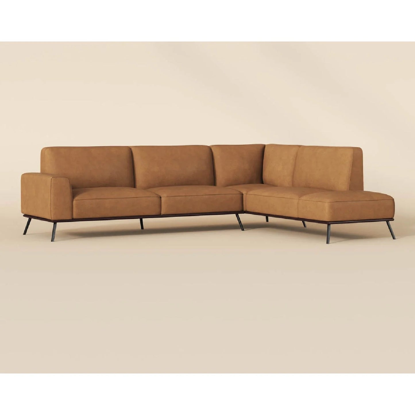 Luxury Brown Leather Chaise Sofa Modern Italian Style for Villa