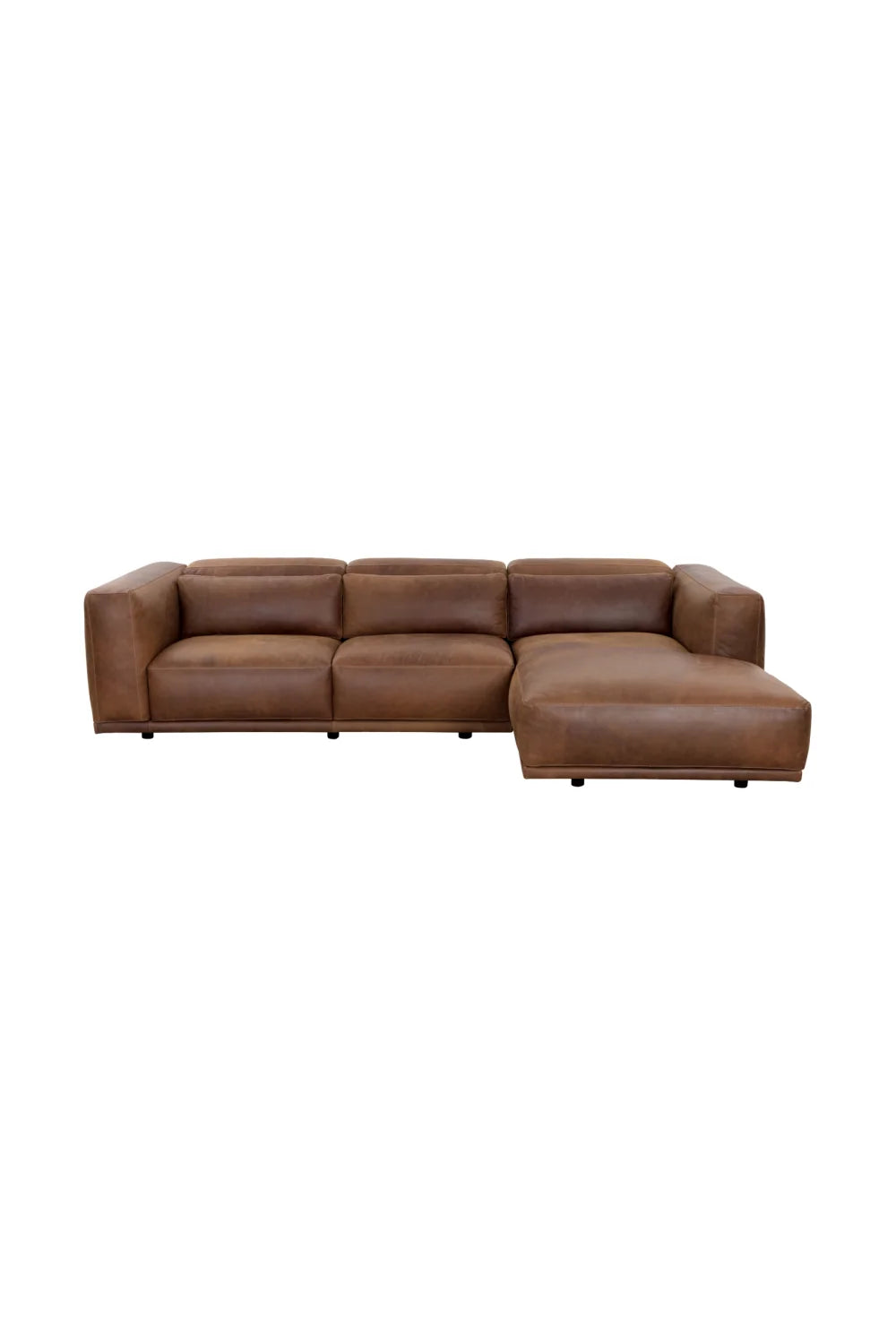 Luxury Brown Leather Chaise Sofa Modern Italian Style for Villa