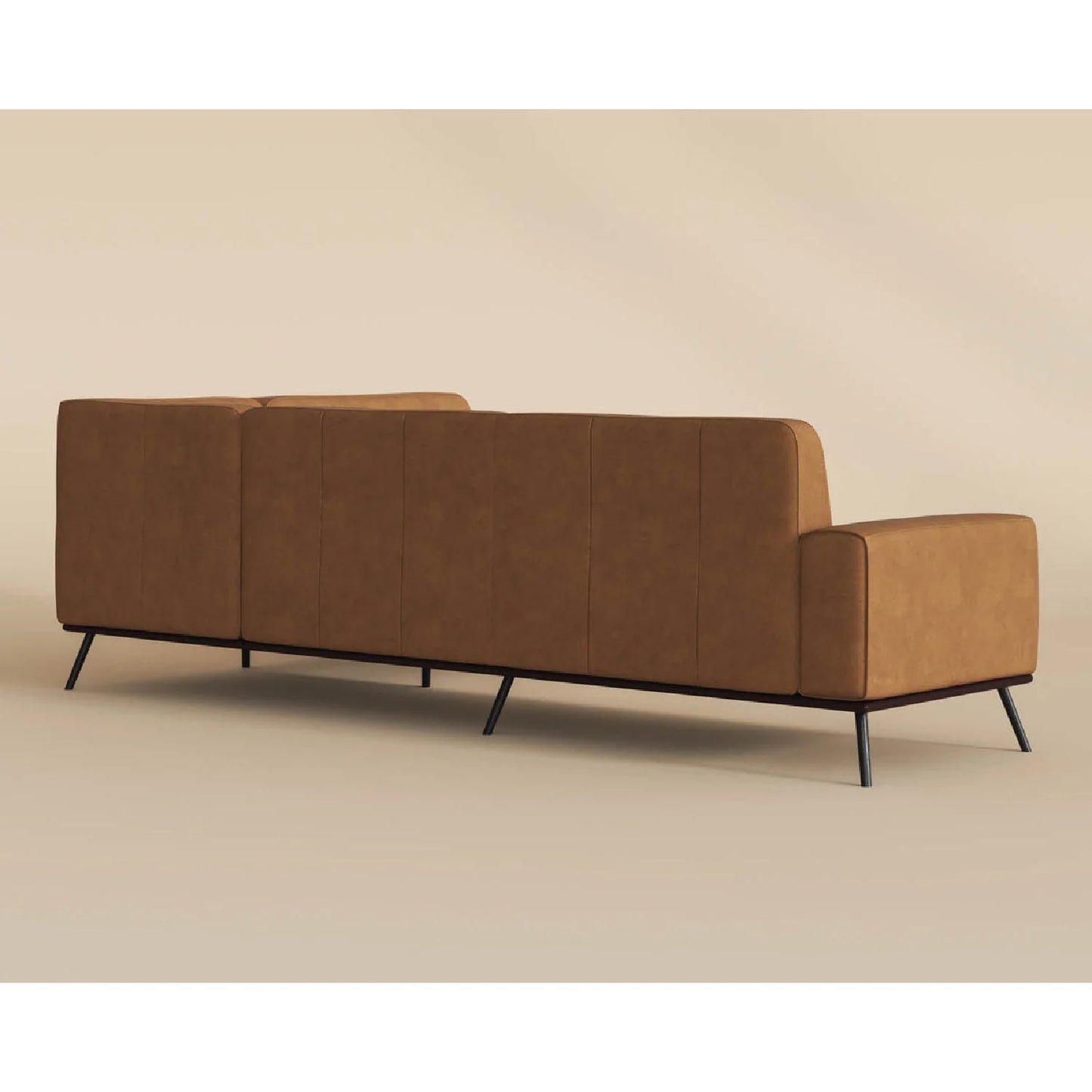 Luxury Brown Leather Chaise Sofa Modern Italian Style for Villa