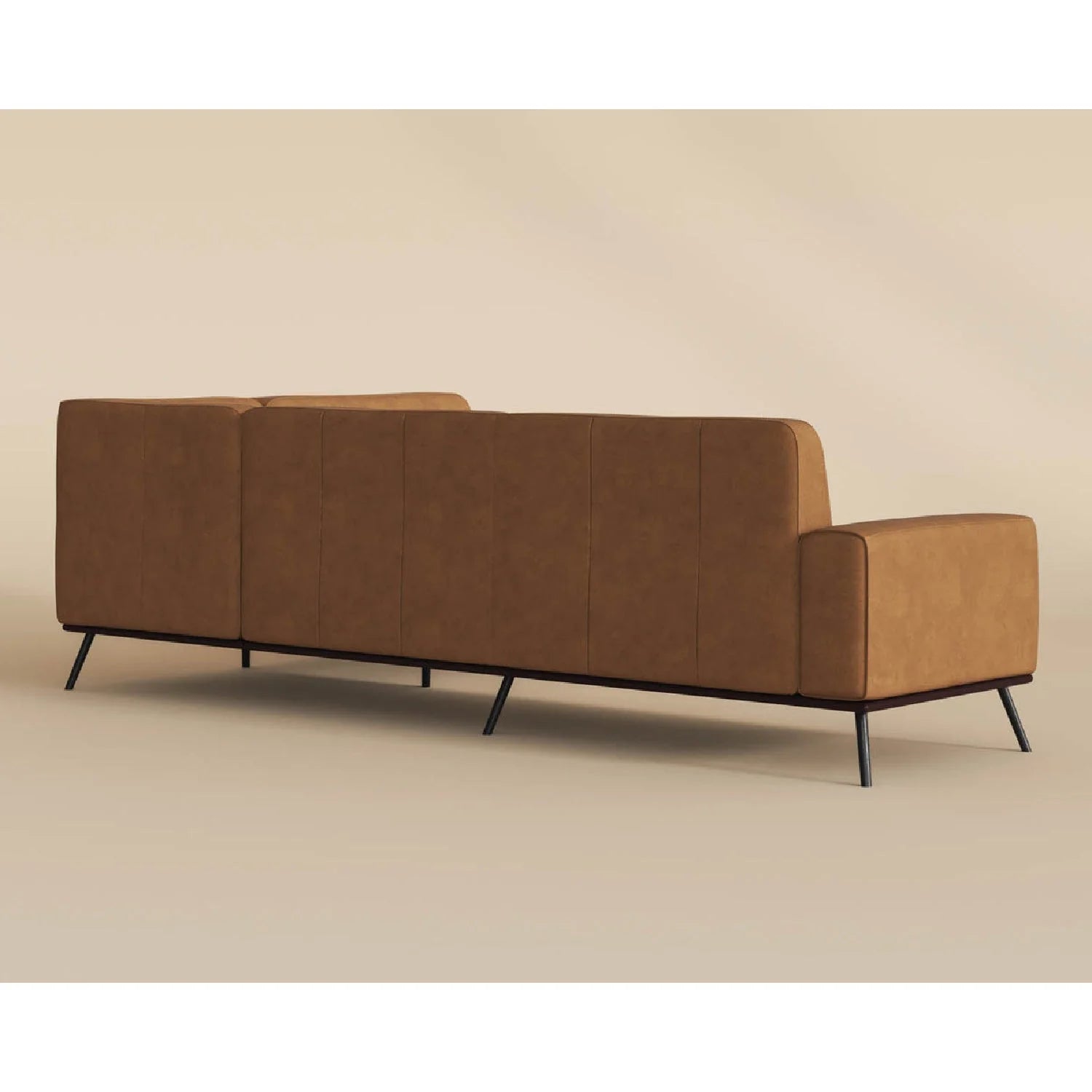 Luxury Brown Leather Chaise Sofa Modern Italian Style for Villa