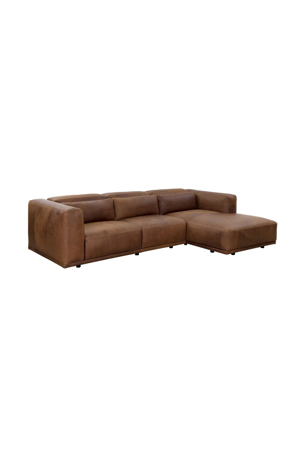 Luxury Brown Leather Chaise Sofa Modern Italian Style for Villa