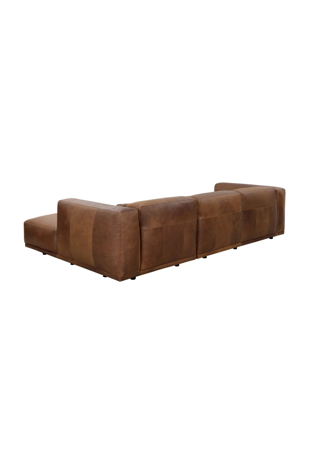 Luxury Brown Leather Chaise Sofa Modern Italian Style for Villa