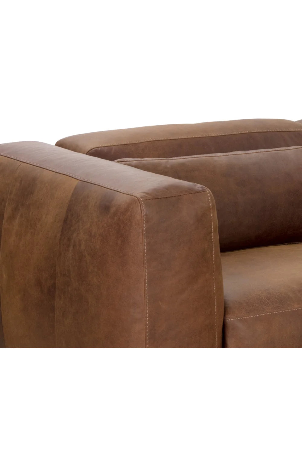 Luxury Brown Leather Chaise Sofa Modern Italian Style for Villa