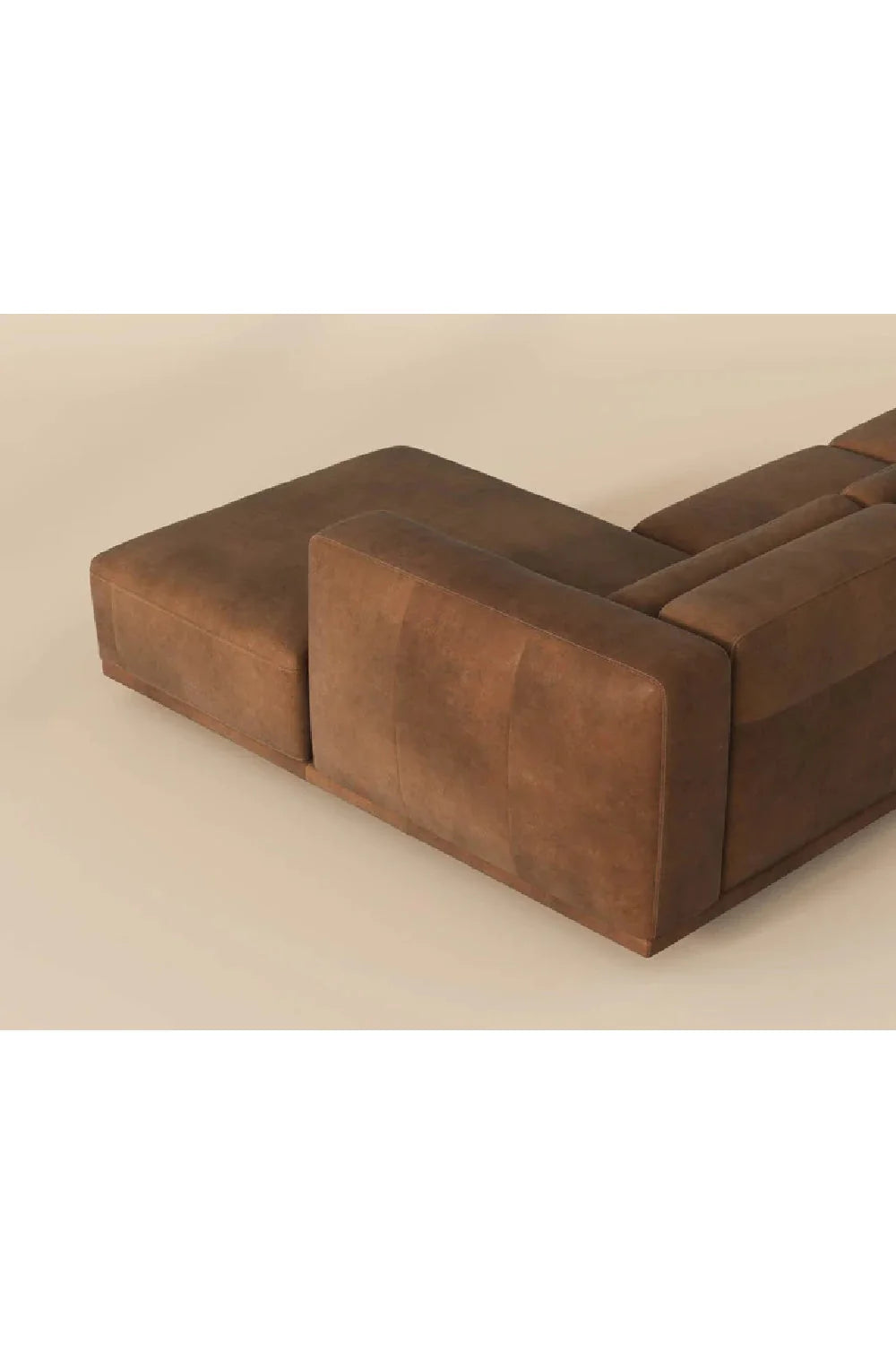 Luxury Brown Leather Chaise Sofa Modern Italian Style for Villa