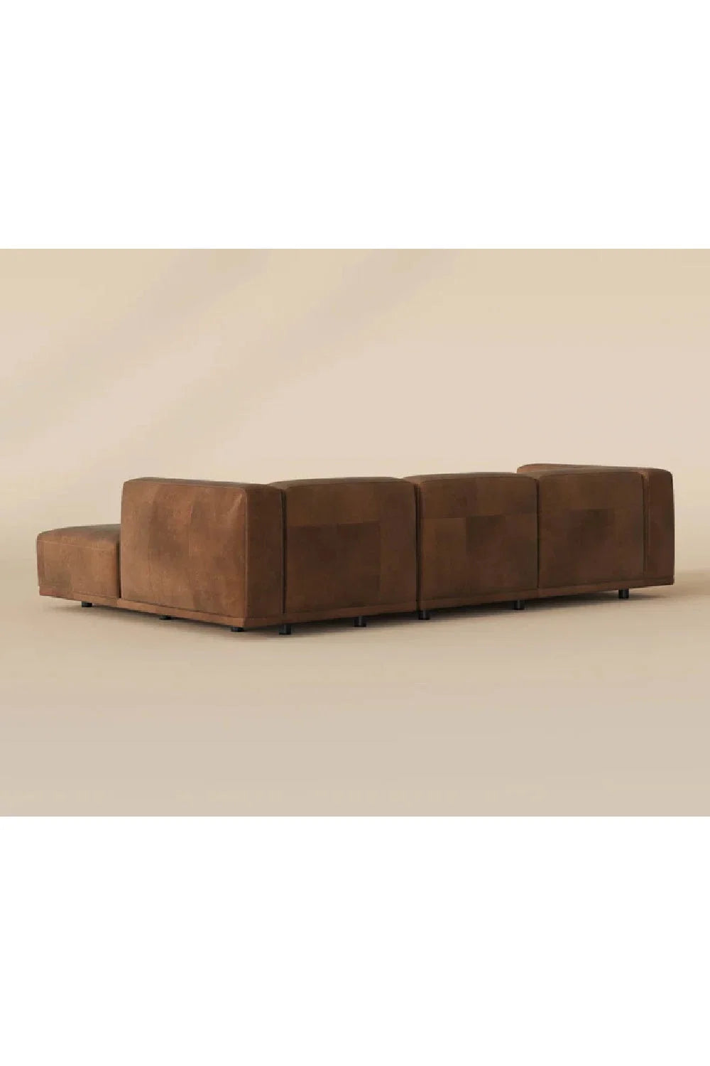 Luxury Brown Leather Chaise Sofa Modern Italian Style for Villa