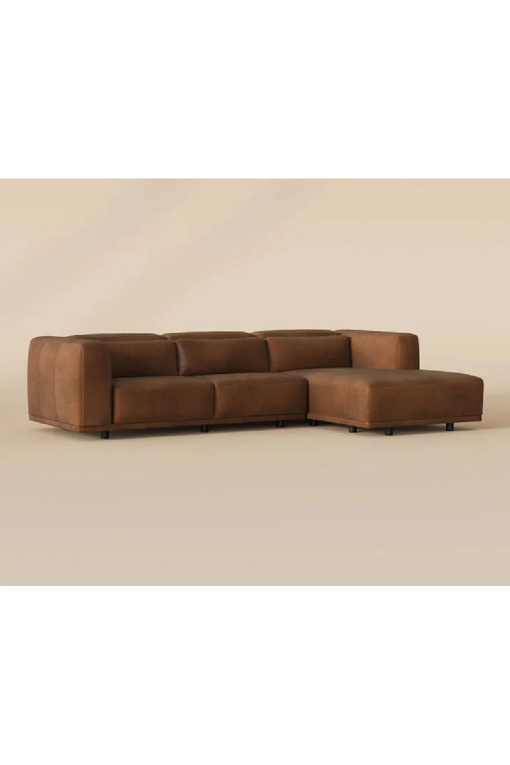 Luxury Brown Leather Chaise Sofa Modern Italian Style for Villa
