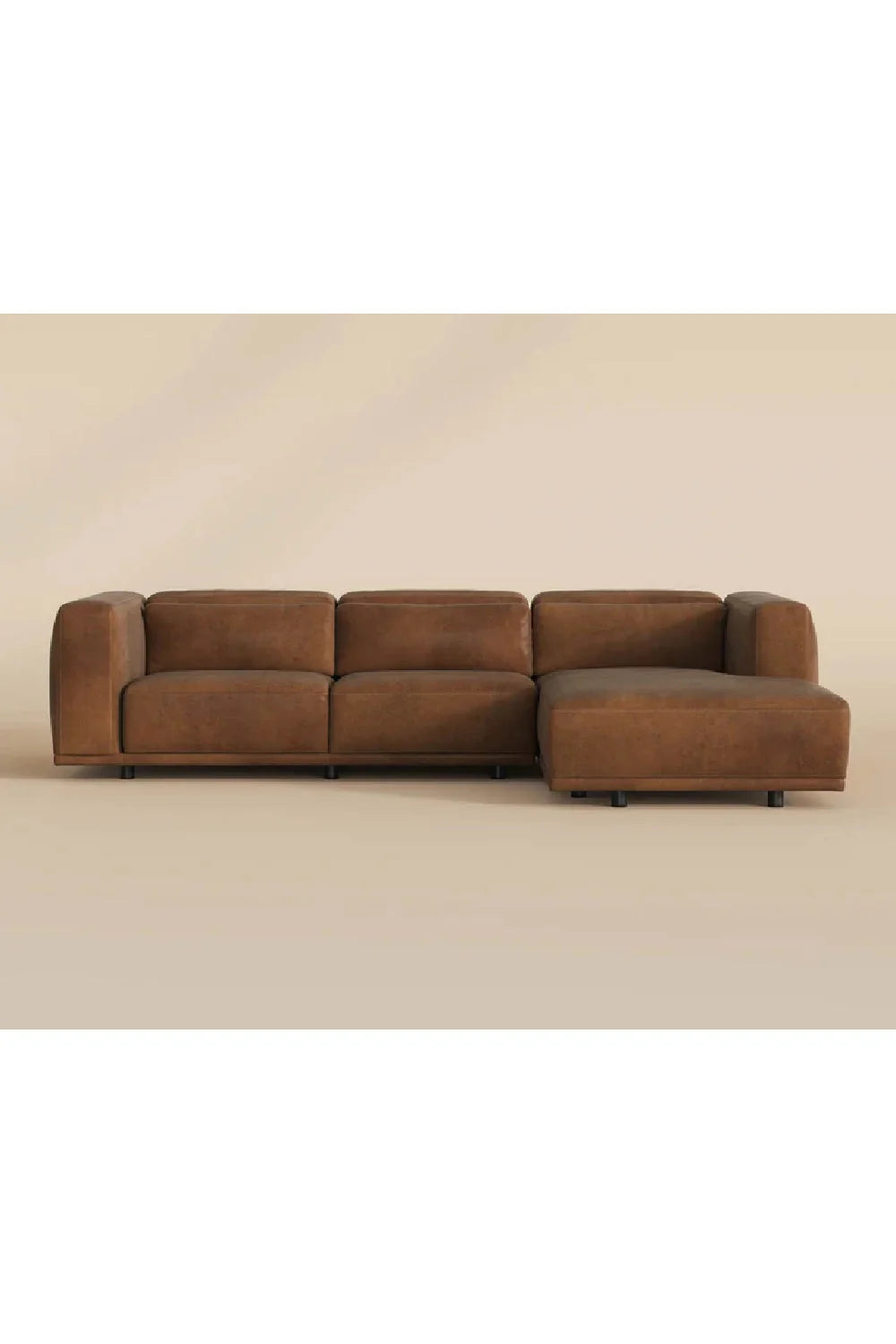 Luxury Brown Leather Chaise Sofa Modern Italian Style for Villa