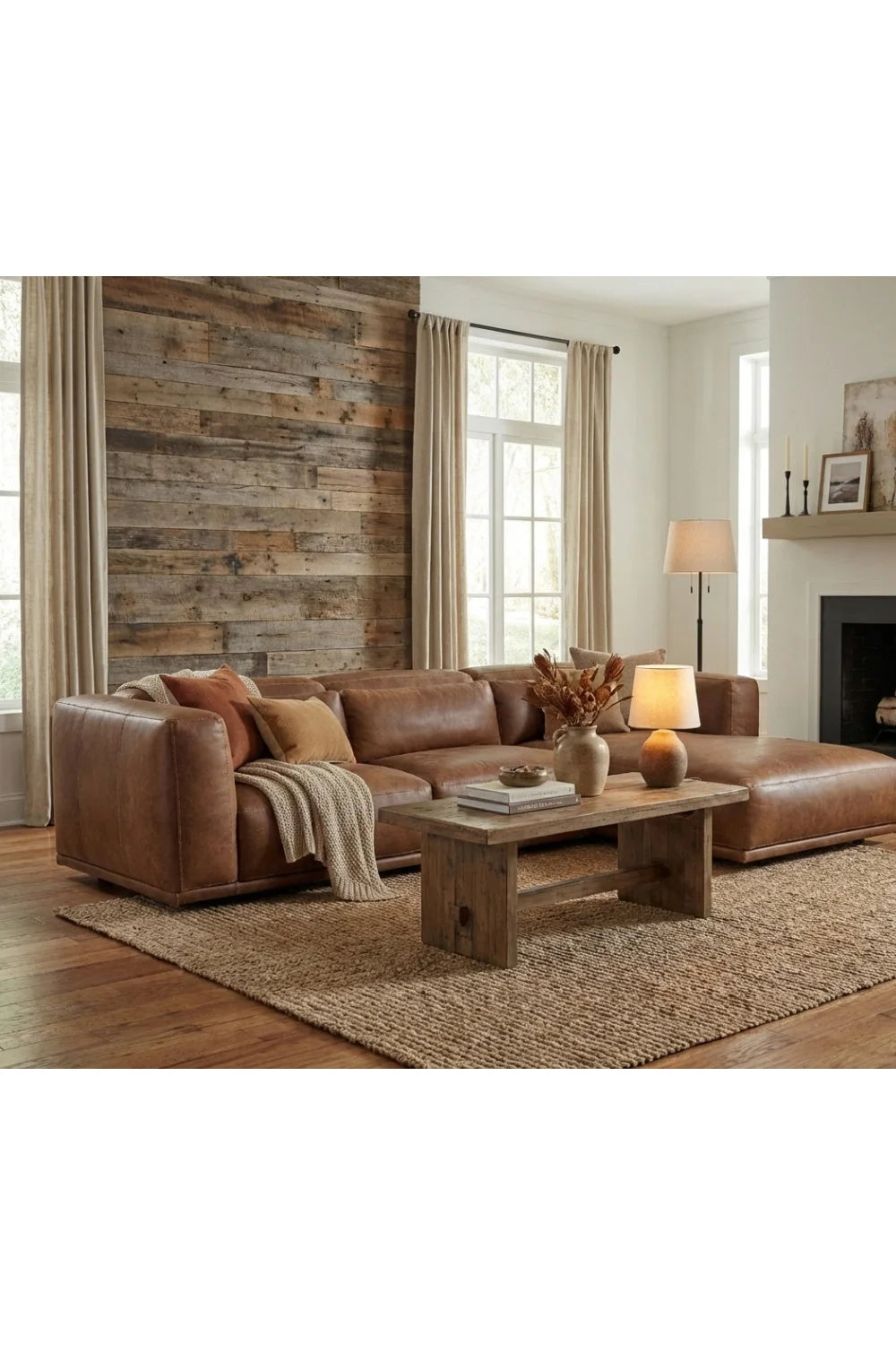 Luxury Brown Leather Chaise Sofa Modern Italian Style for Villa