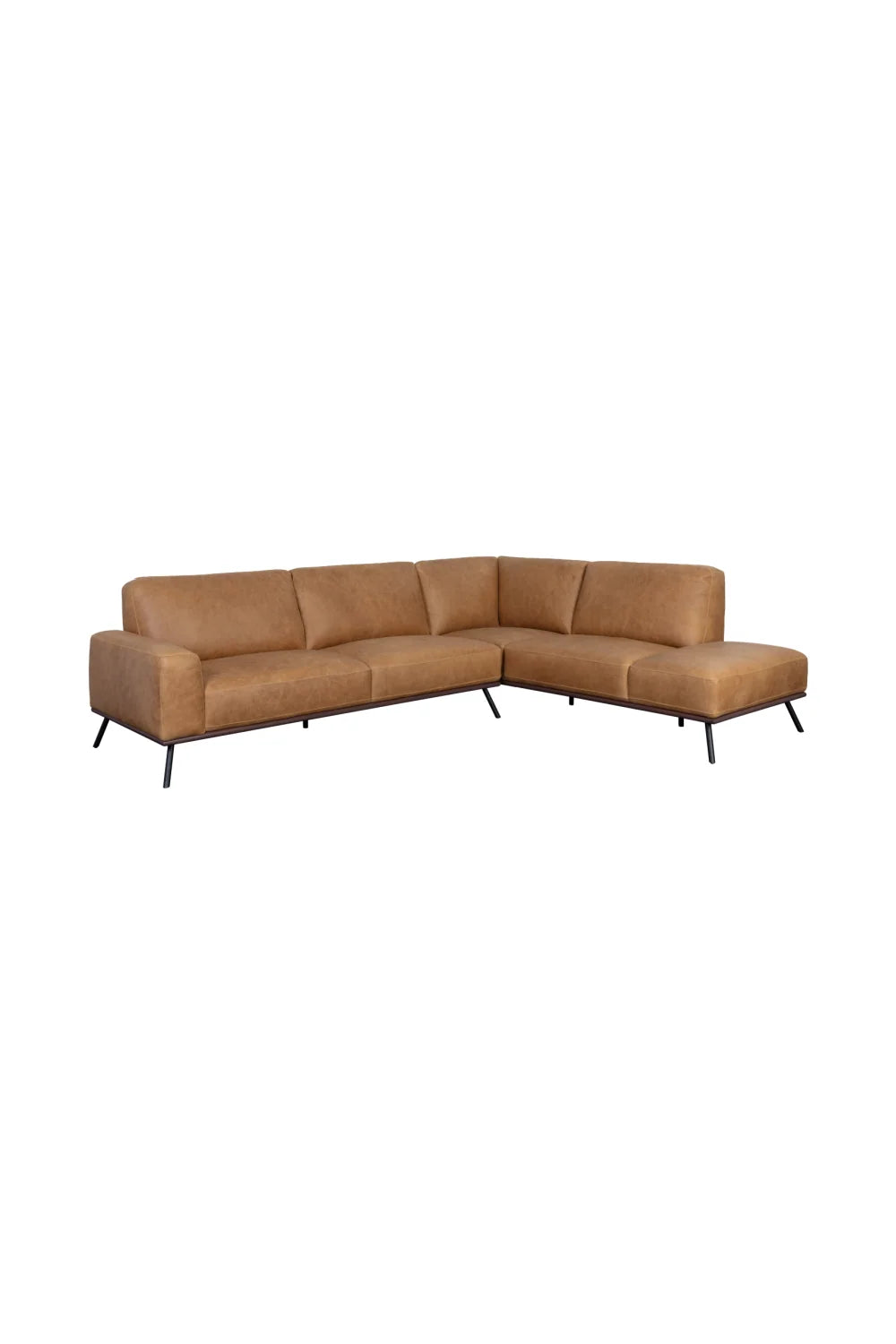 Luxury Brown Leather Chaise Sofa Modern Italian Style for Villa