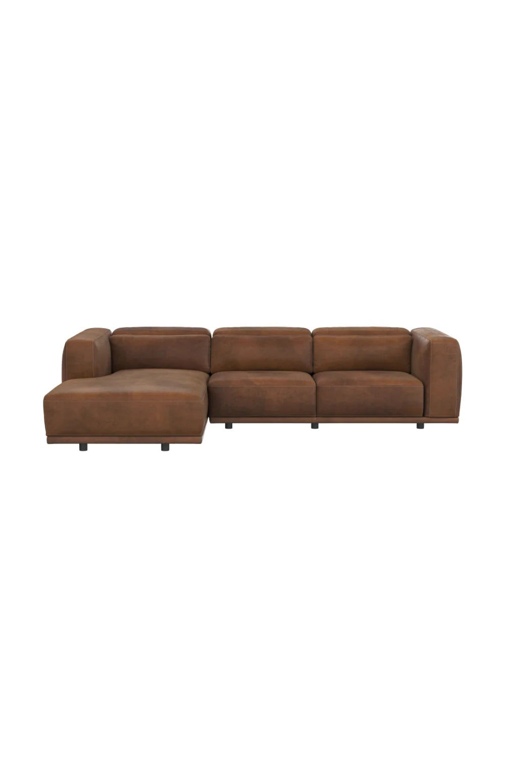 Luxury Brown Leather Chaise Sofa Modern Italian Style for Villa