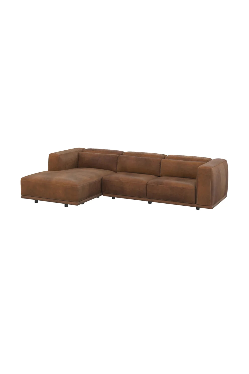 Luxury Brown Leather Chaise Sofa Modern Italian Style for Villa
