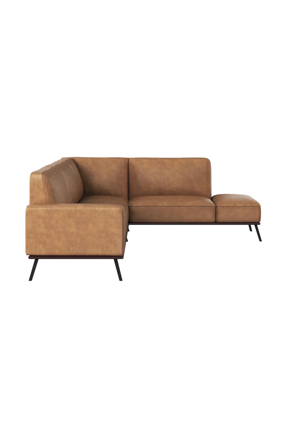Luxury Brown Leather Chaise Sofa Modern Italian Style for Villa