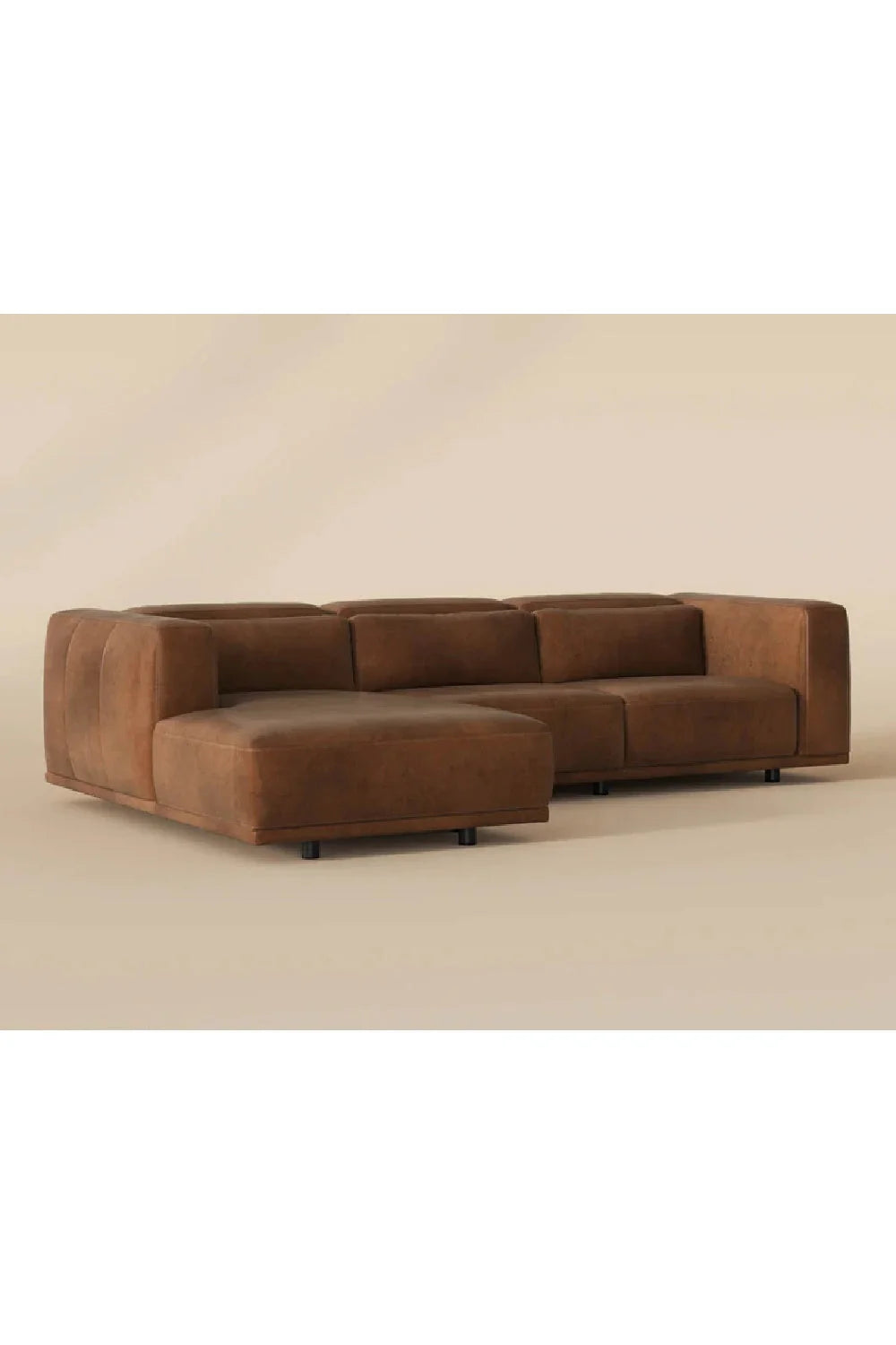 Luxury Brown Leather Chaise Sofa Modern Italian Style for Villa