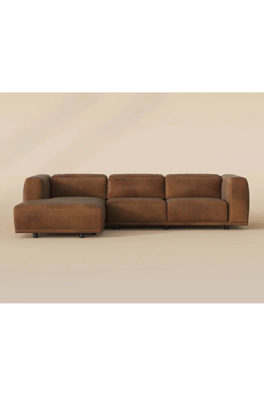 Luxury Brown Leather Chaise Sofa Modern Italian Style for Villa