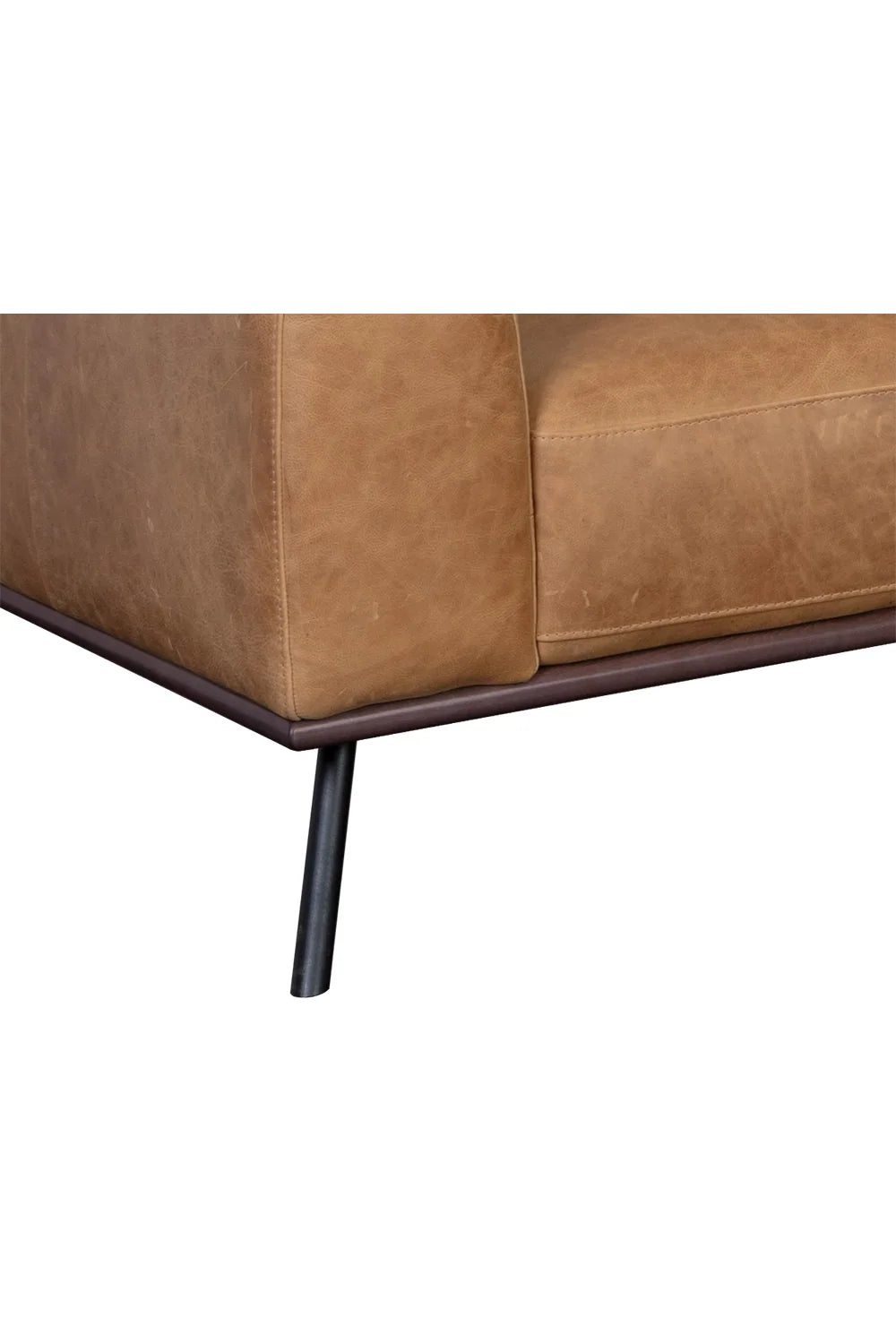 Luxury Brown Leather Chaise Sofa Modern Italian Style for Villa