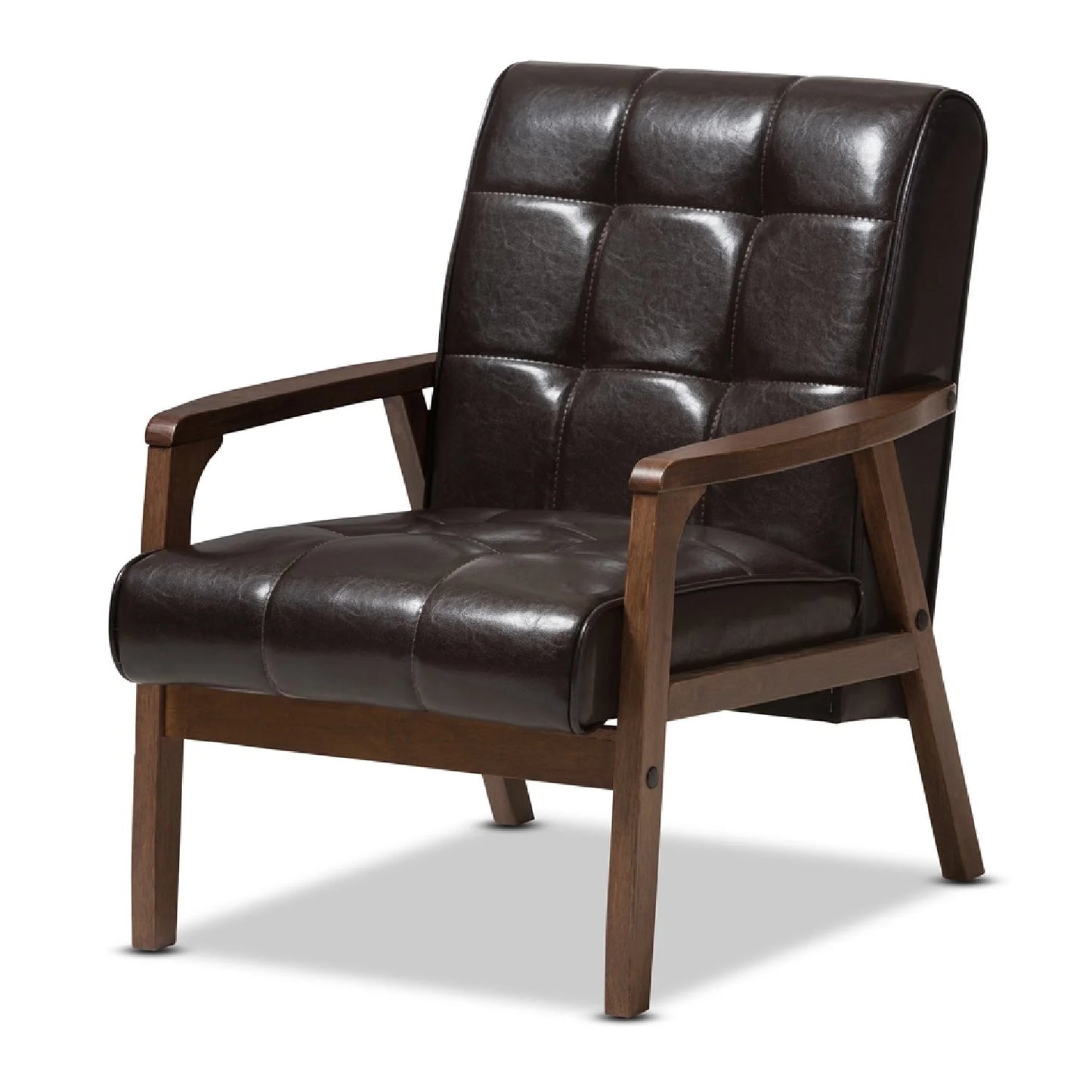 Luxury Brown Leather Club Chair European Style for Villa