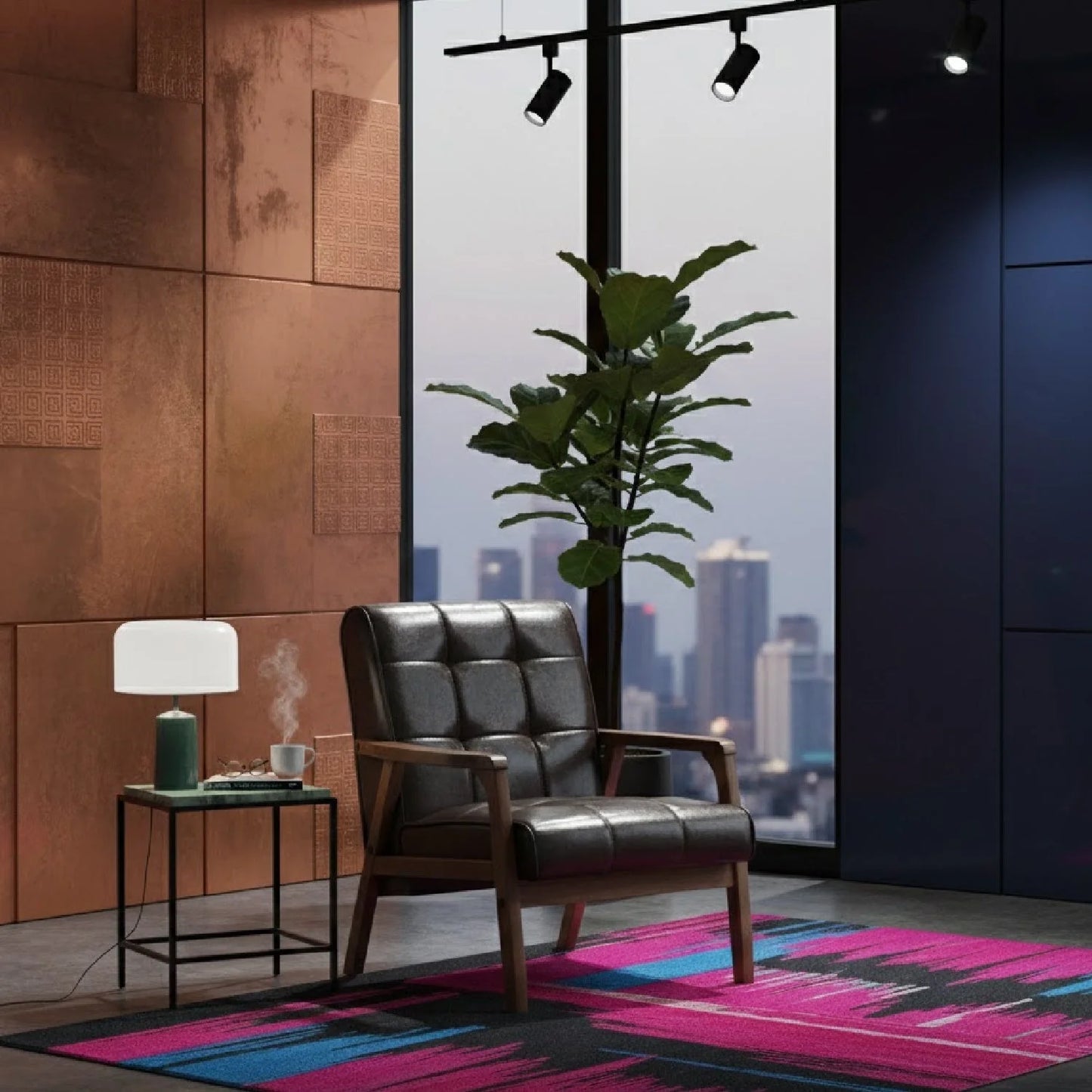 Luxury Brown Leather Club Chair European Style for Villa