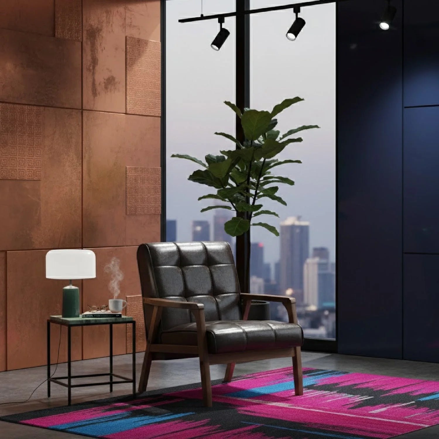 Luxury Brown Leather Club Chair European Style for Villa