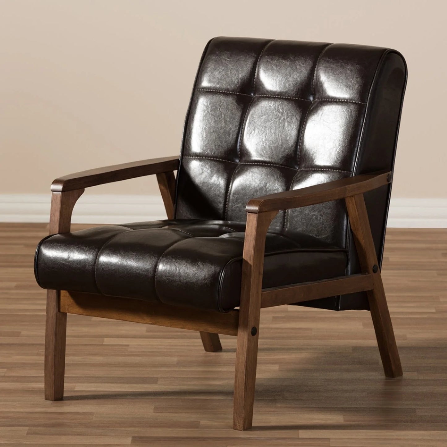 Luxury Brown Leather Club Chair European Style for Villa