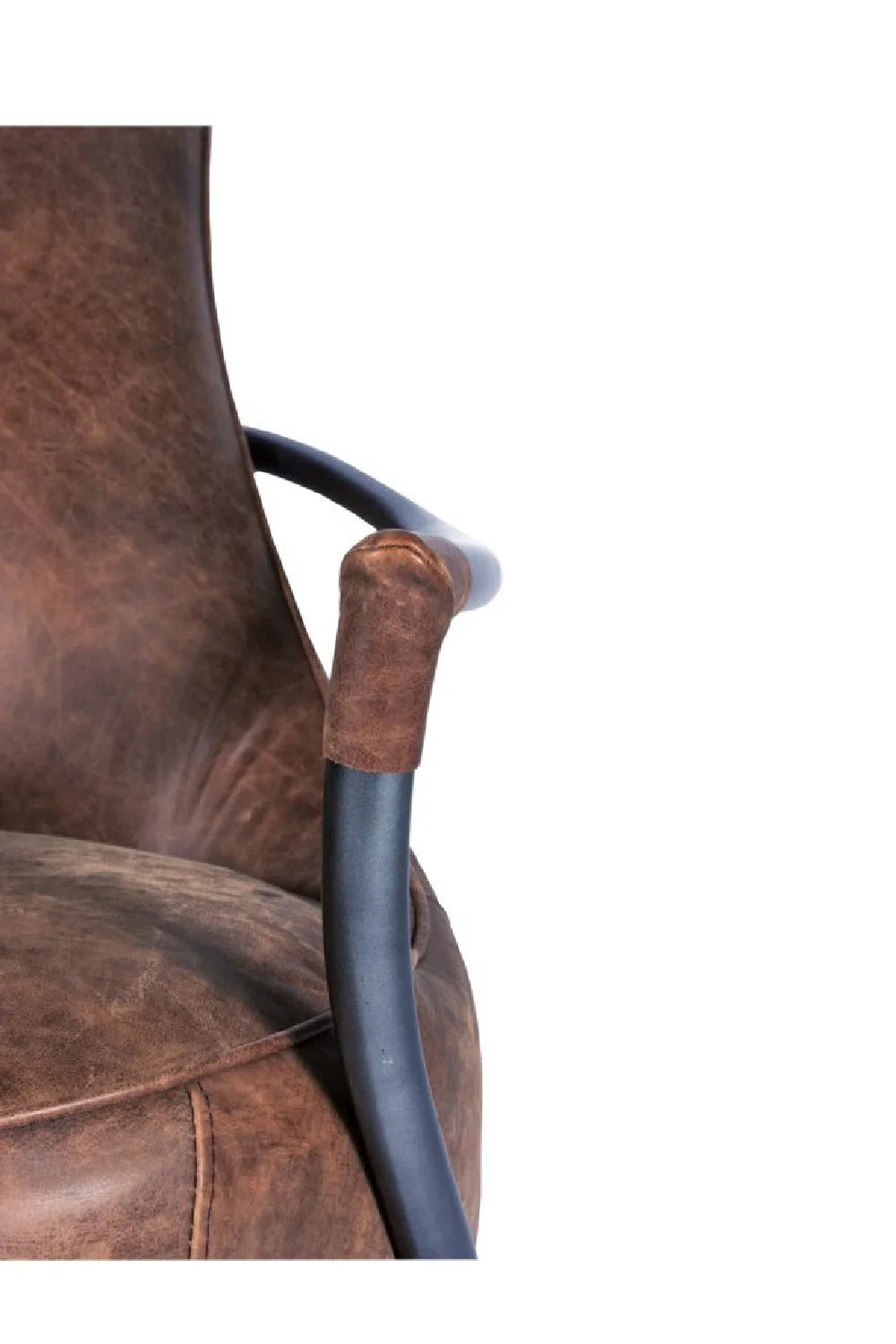 Luxury Brown Leather Club Chair Modern European Style for Villa