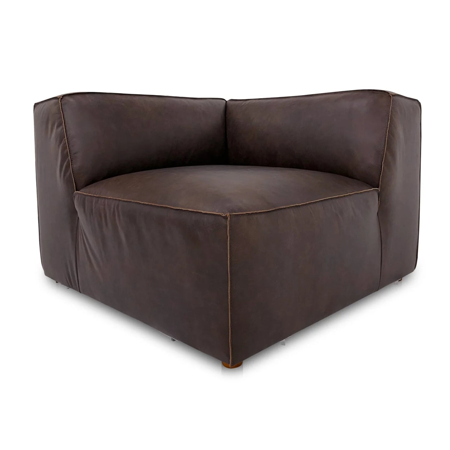 Luxury Brown Leather Corner Chair Modern Italian Style for Villa